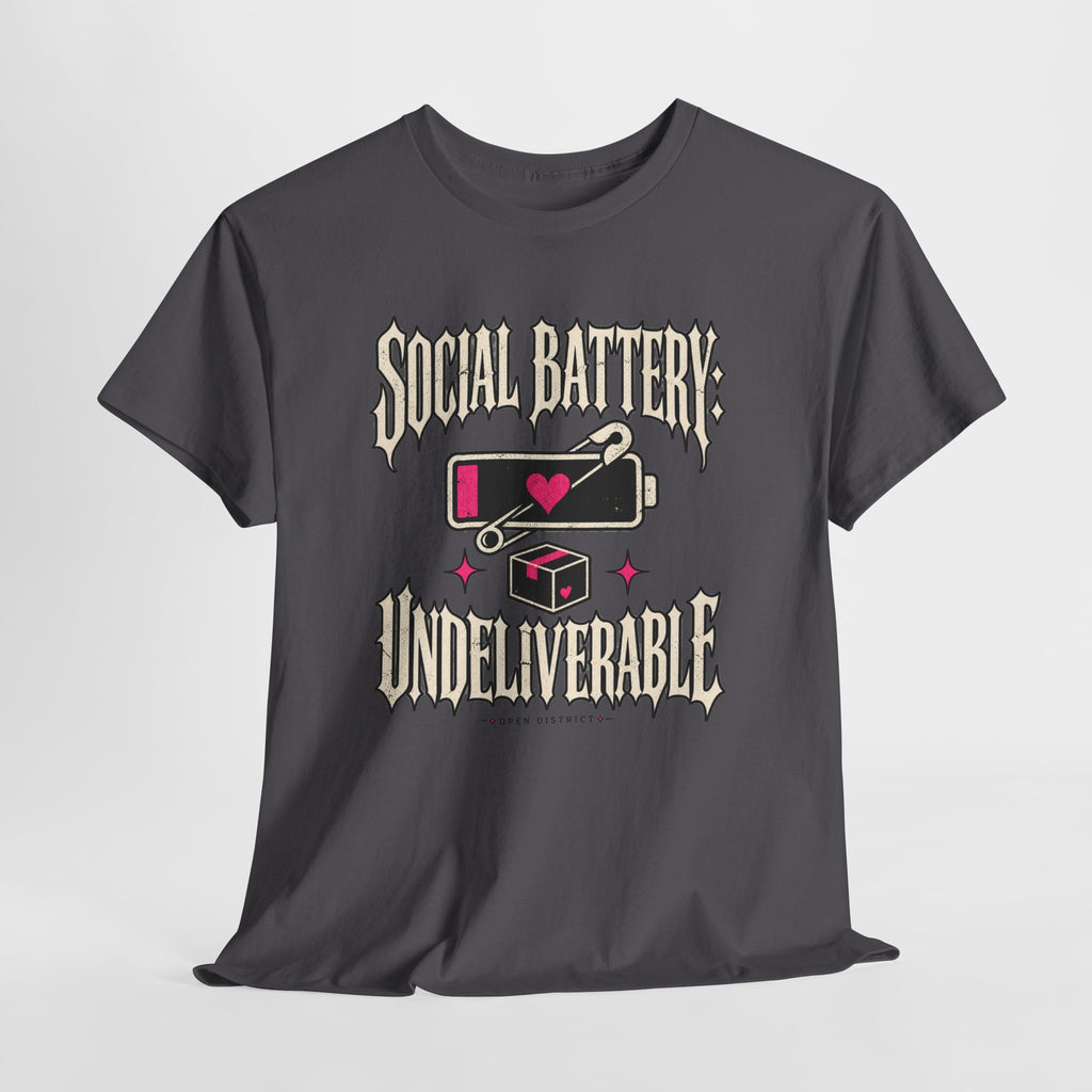 Social Battery Undeliverable T-Shirt — Low Energy Graphic Tee