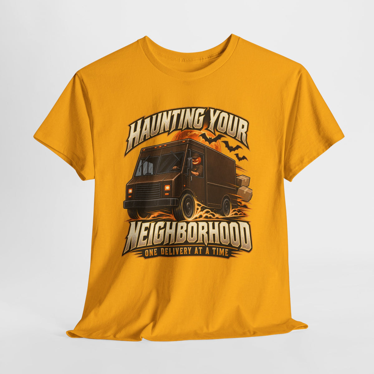 Haunting Your Neighborhood Halloween Delivery Driver Shirt – Spooky Truck Graphic Tee