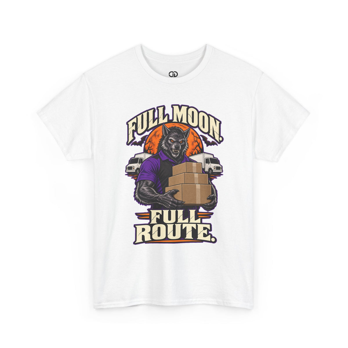 Full Moon Full Route Werewolf Delivery Driver Halloween Shirt | Funny Spooky Package Handler Tee | Courier Driver Halloween Gift