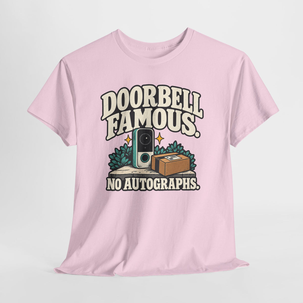 Doorbell Famous No Autographs Delivery Driver Shirt – Open District graphic T-shirt