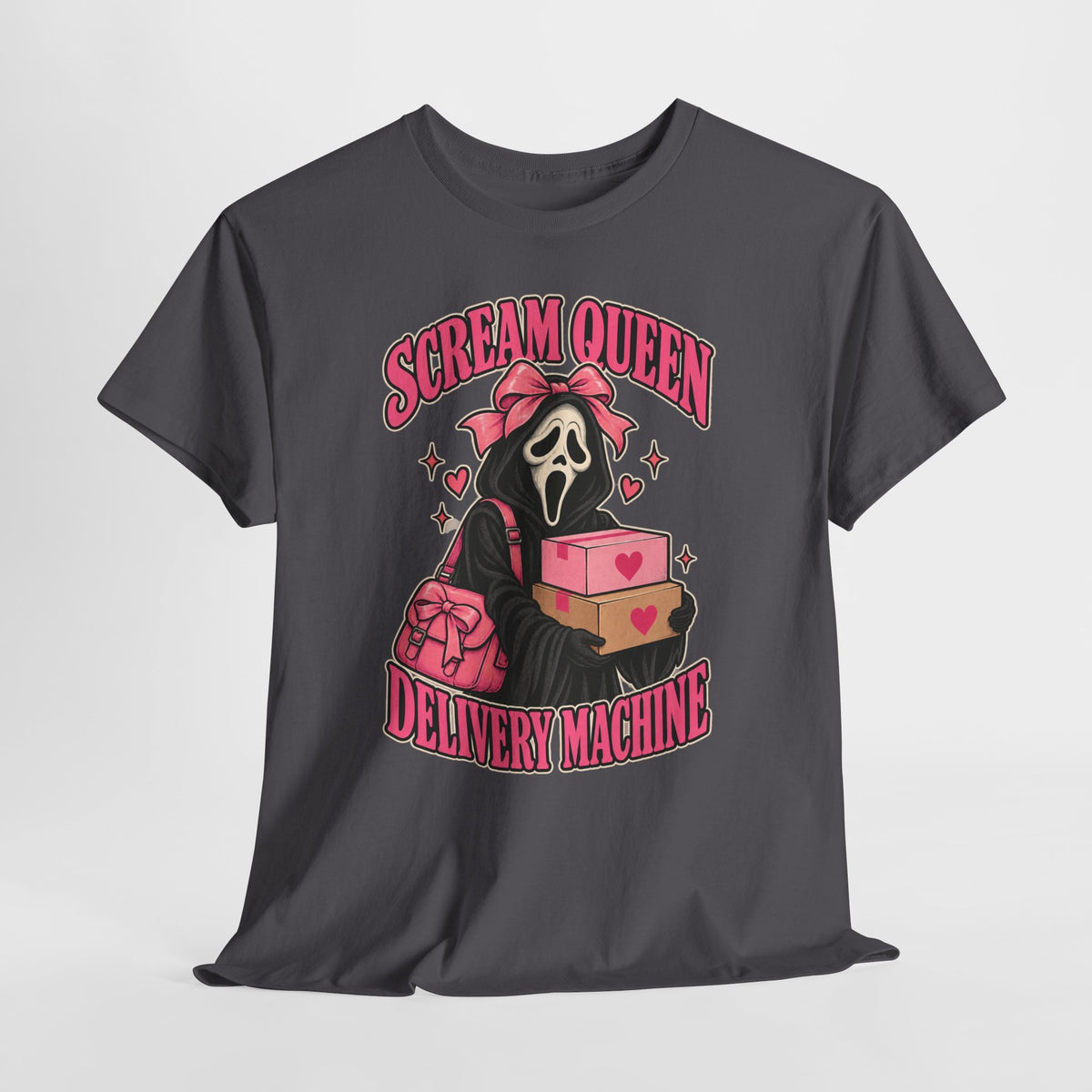 Scream Queen Delivery Machine Tee — Cute Horror Valentine Shirt