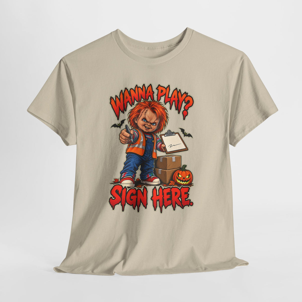 Wanna Play? Sign Here – Halloween Delivery Driver Shirt by Open District