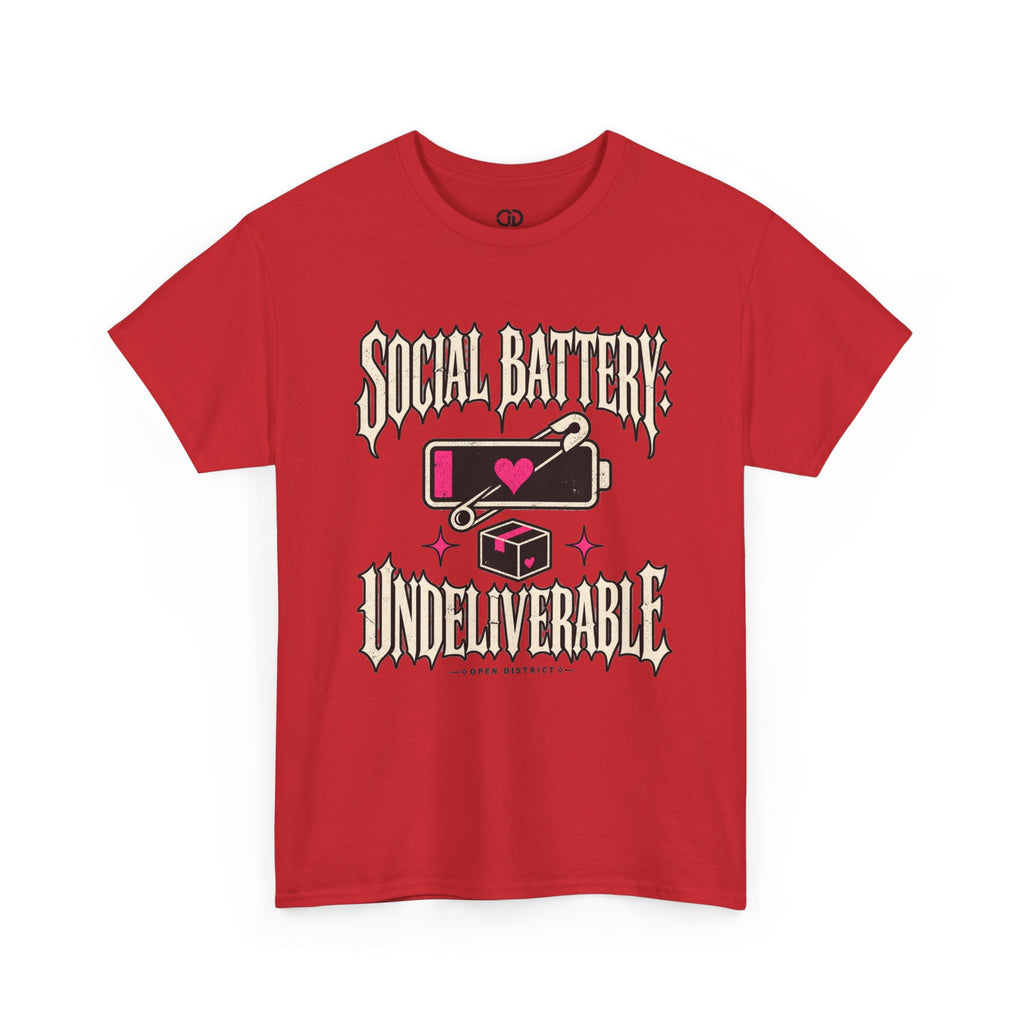 Social Battery Undeliverable T-Shirt — Low Energy Graphic Tee