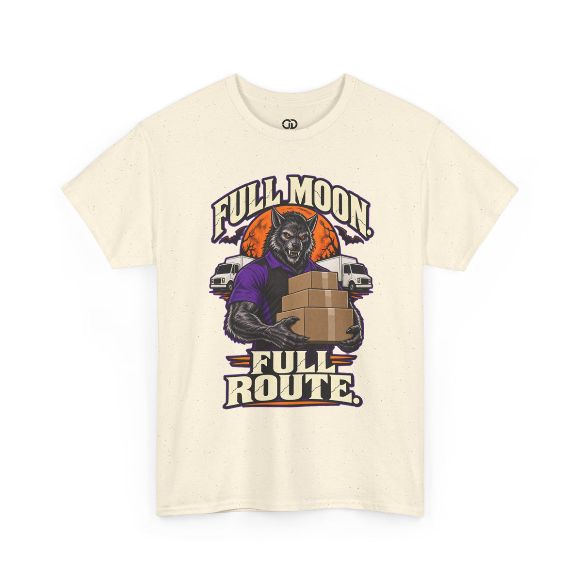 Full Moon Full Route Werewolf Delivery Driver Halloween Shirt | Funny Spooky Package Handler Tee | Courier Driver Halloween Gift
