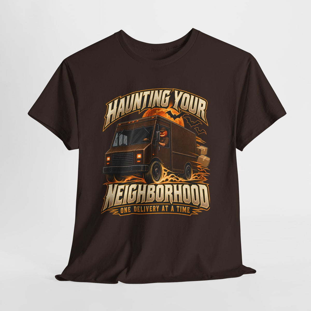 Haunting Your Neighborhood Halloween Delivery Driver Shirt – Spooky Truck Graphic Tee