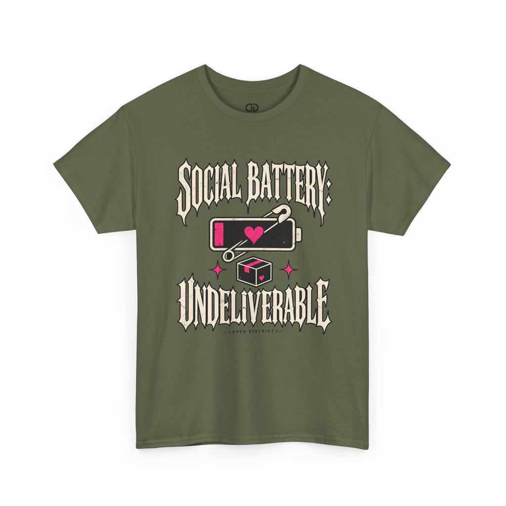 Social Battery Undeliverable T-Shirt — Low Energy Graphic Tee