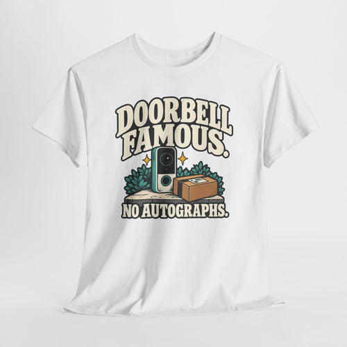 Doorbell Famous No Autographs Delivery Driver Shirt – Open District graphic T-shirt