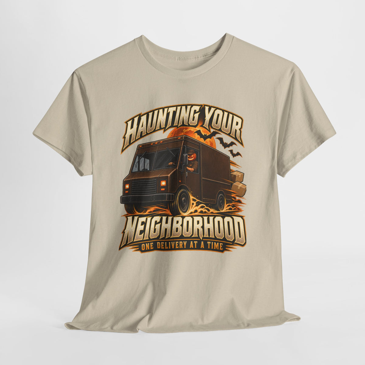 Haunting Your Neighborhood Halloween Delivery Driver Shirt – Spooky Truck Graphic Tee