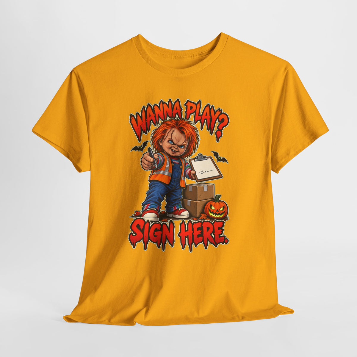 Wanna Play? Sign Here – Halloween Delivery Driver Shirt by Open District