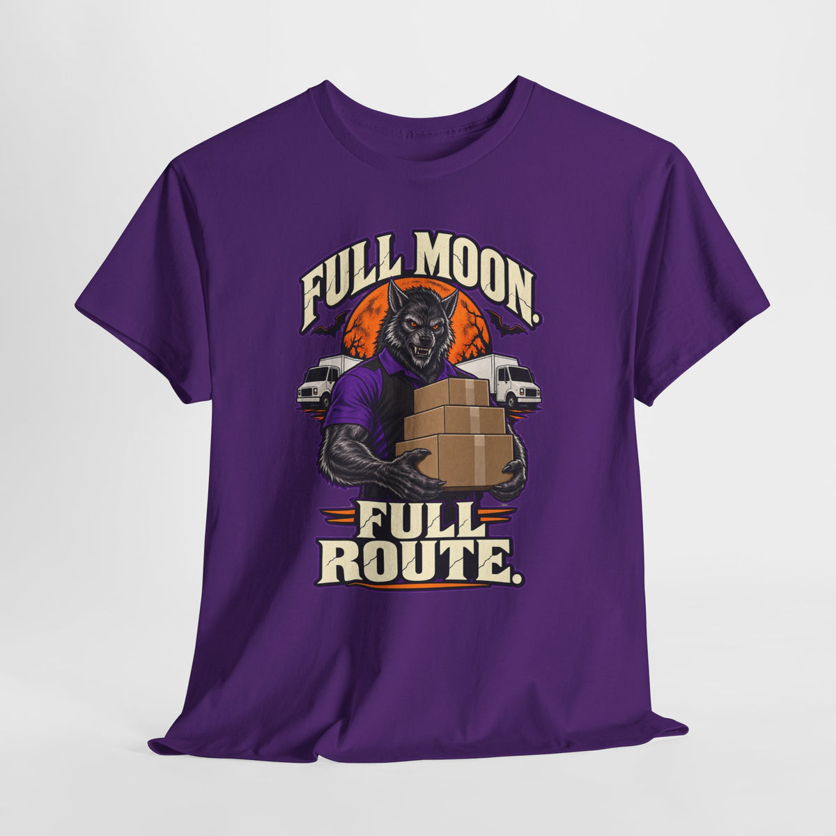 Full Moon Full Route Werewolf Delivery Driver Halloween Shirt | Funny Spooky Package Handler Tee | Courier Driver Halloween Gift