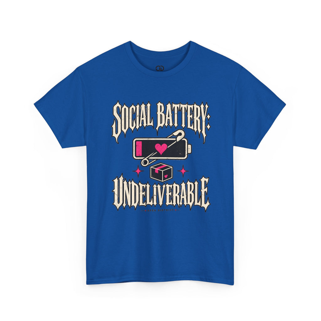 Social Battery Undeliverable T-Shirt — Low Energy Graphic Tee