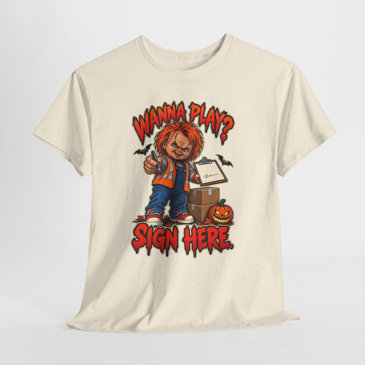 Wanna Play? Sign Here – Halloween Delivery Driver Shirt by Open District