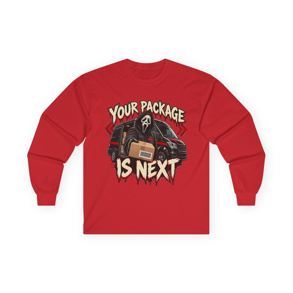 Your Package Is Next Halloween Long Sleeve Shirt | Spooky Delivery Driver & Warehouse Worker Tee