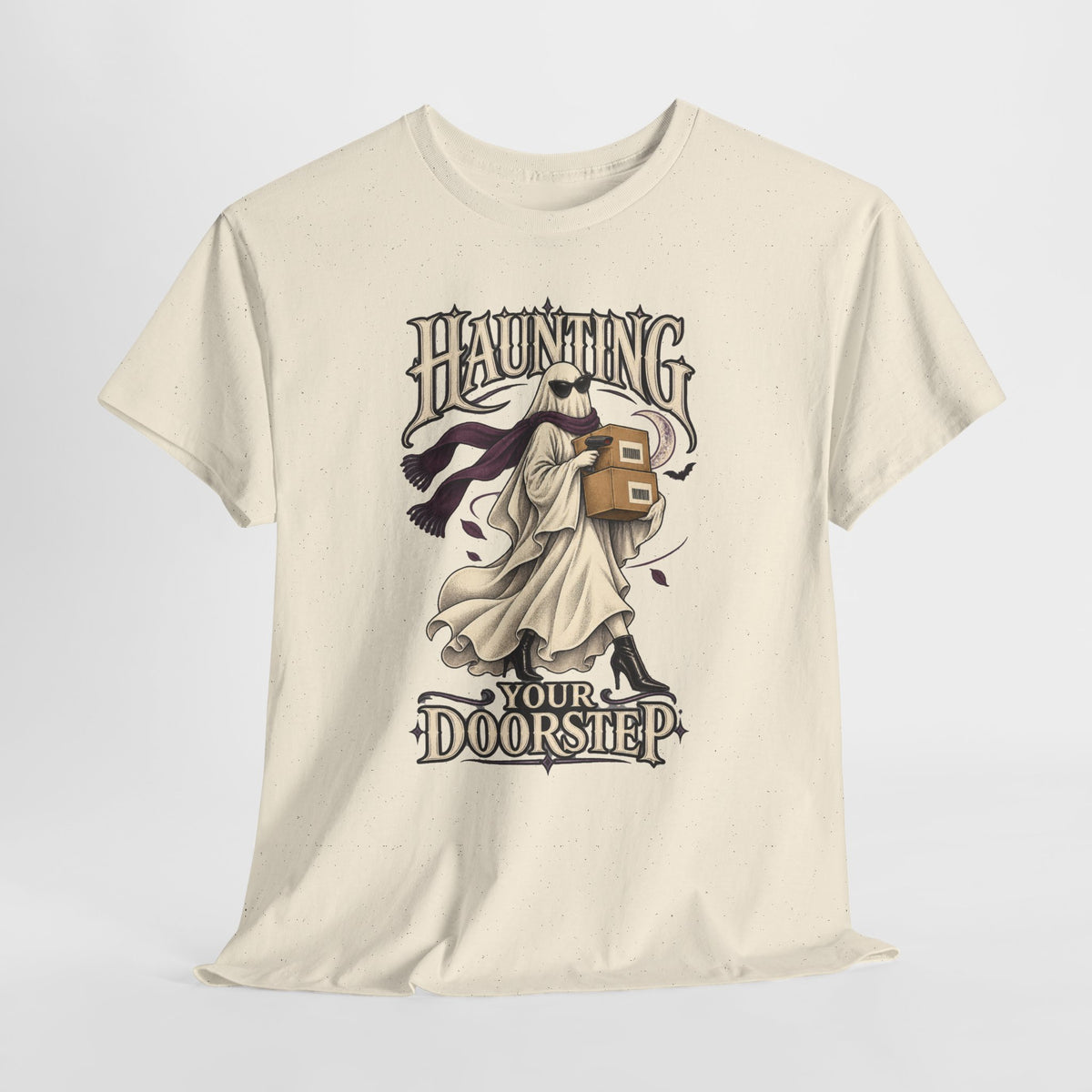 Haunting Your Doorstep Ghost Delivery Driver Halloween Tee – Open District graphic T-shirt