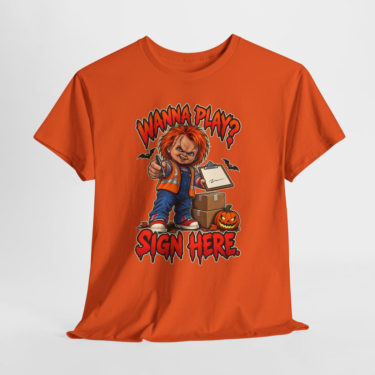 Wanna Play? Sign Here – Halloween Delivery Driver Shirt by Open District
