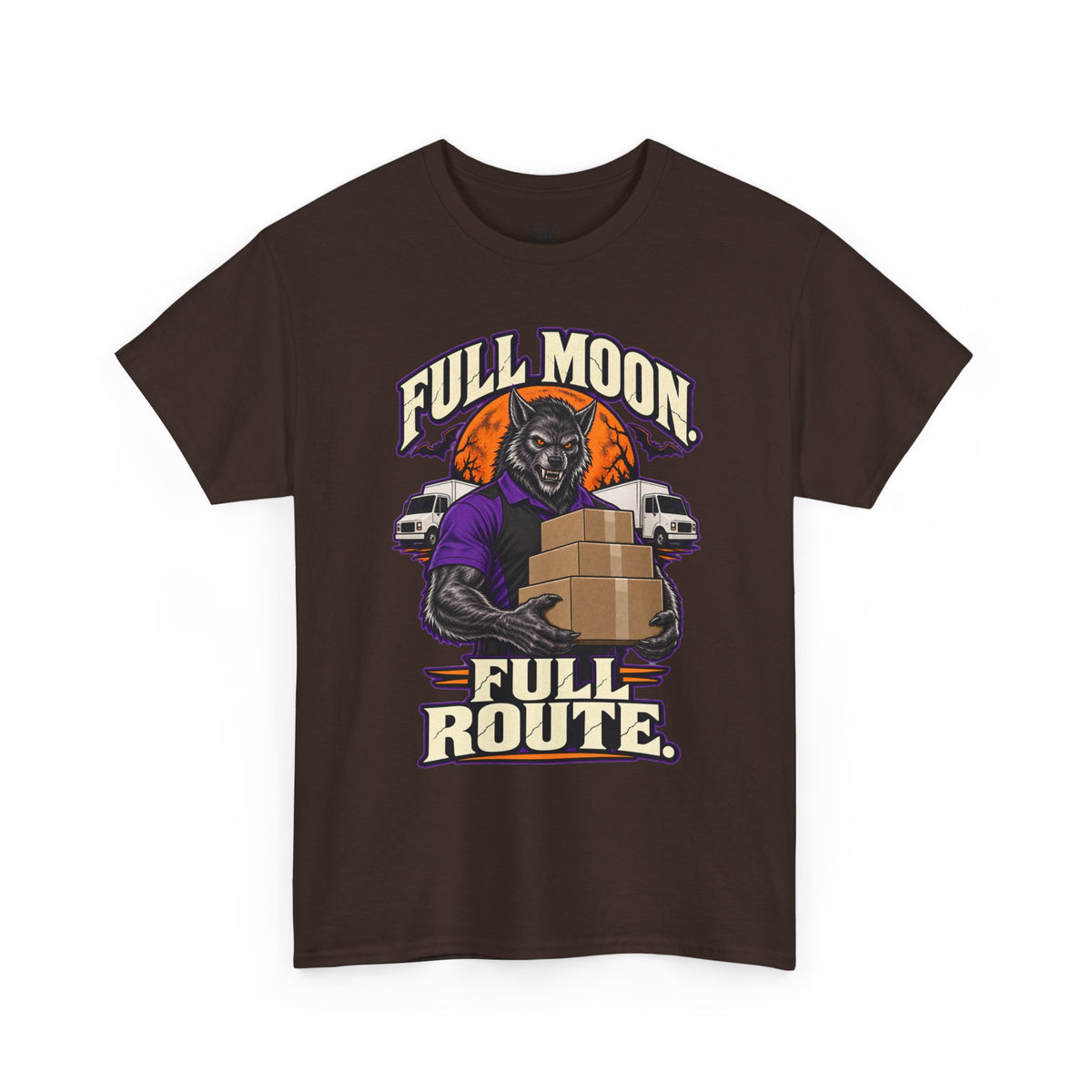 Full Moon Full Route Werewolf Delivery Driver Halloween Shirt | Funny Spooky Package Handler Tee | Courier Driver Halloween Gift