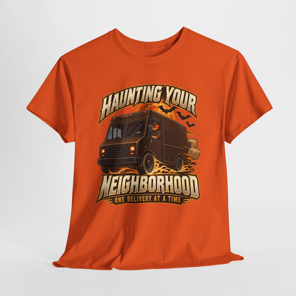 Haunting Your Neighborhood Halloween Delivery Driver Shirt – Spooky Truck Graphic Tee