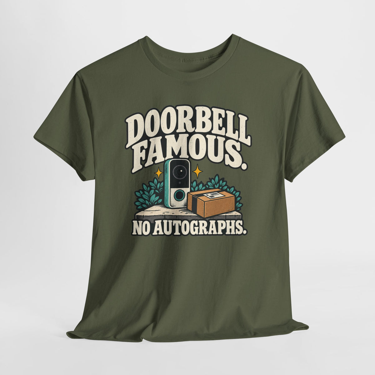 Doorbell Famous No Autographs Delivery Driver Shirt – Open District graphic T-shirt