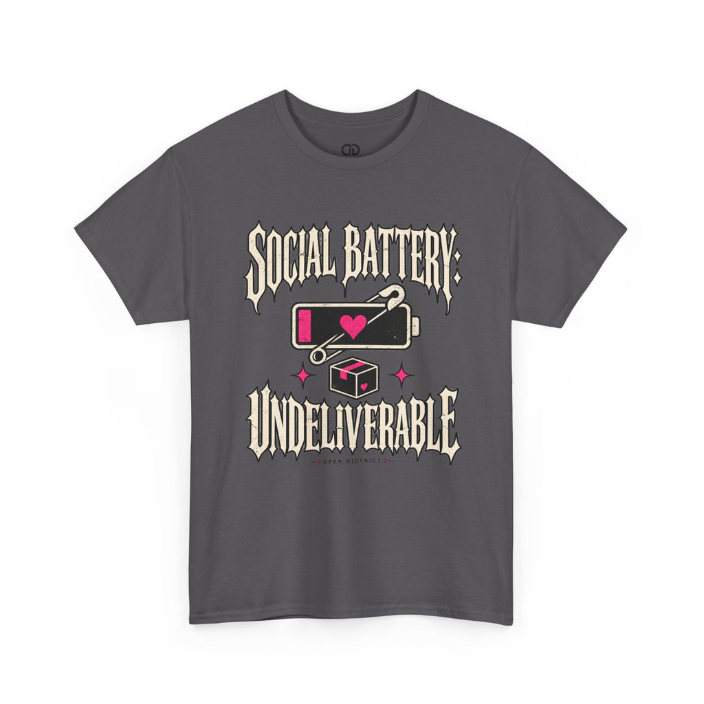 Social Battery Undeliverable T-Shirt — Low Energy Graphic Tee