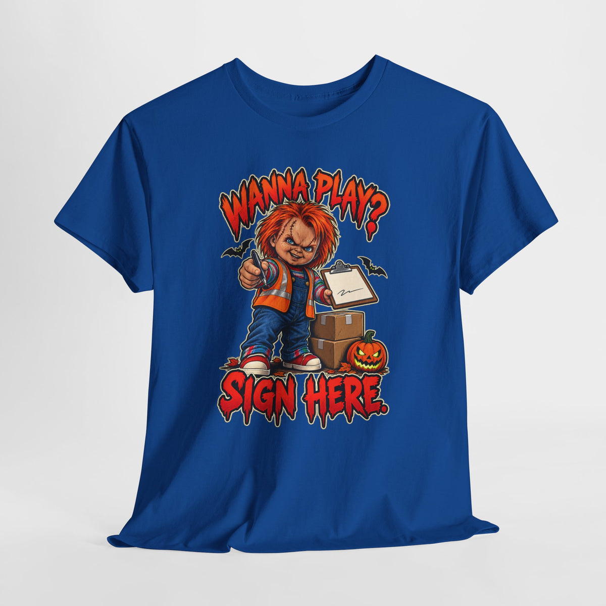 Wanna Play? Sign Here – Halloween Delivery Driver Shirt by Open District