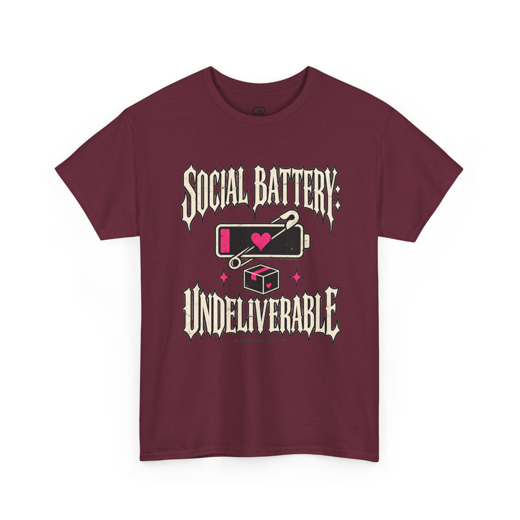 Social Battery Undeliverable T-Shirt — Low Energy Graphic Tee